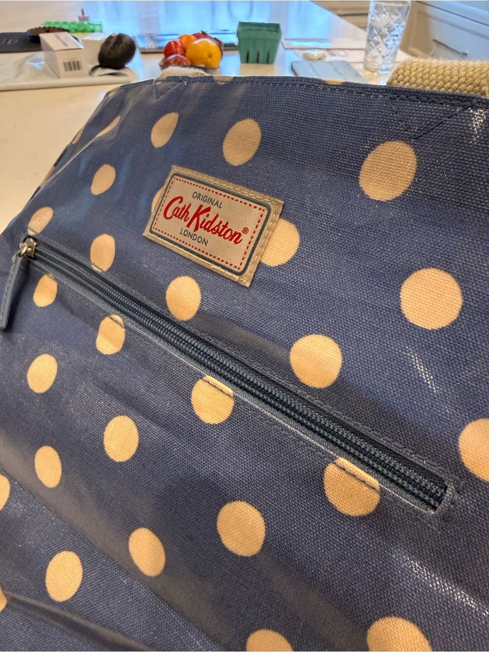 Cath Kidston Blue Polka Dot Coated Canvas Tote - Picture 3 of 8